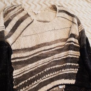 Helmet lang high low sweater with open knit detail